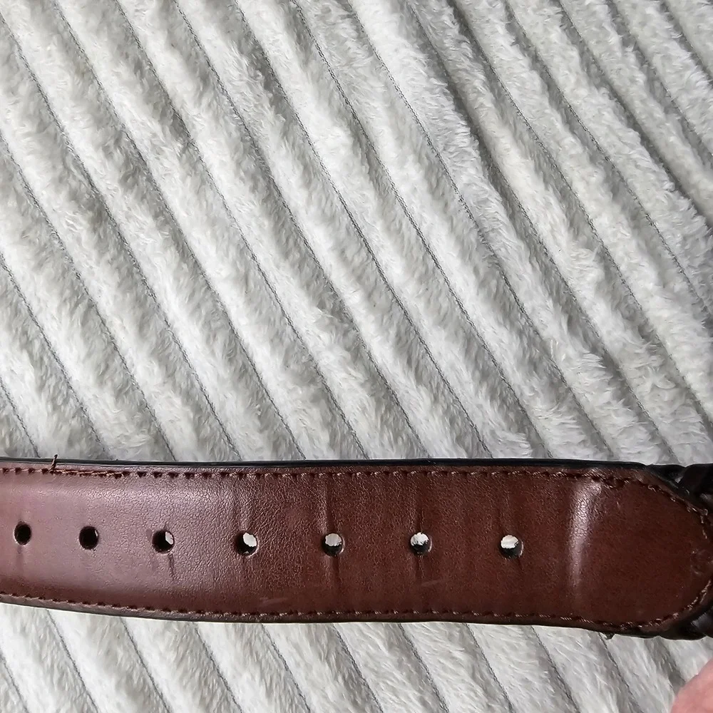 Mens Woven Braided Leather Belt Size 36 Brown Classic Preppy Professional